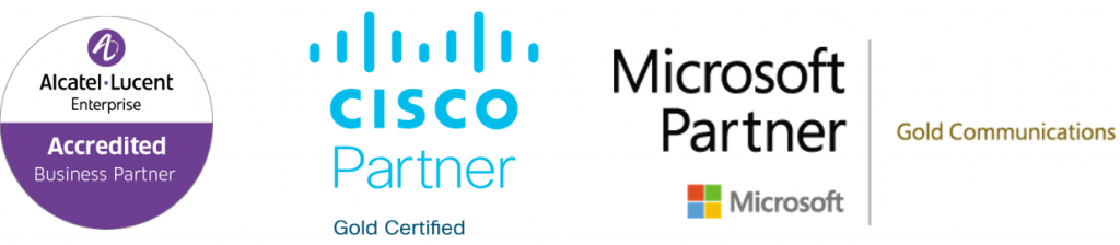 Logos Accredited business partner Alcatel-Lucent Enterprise, Cisco Gold certified partner et Microsoft Partner Gold Communications - NXO