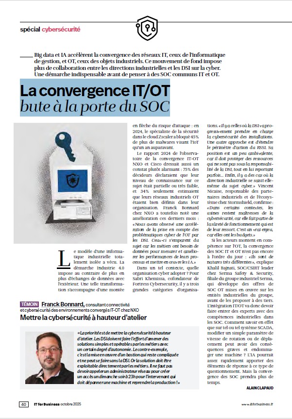 NXO dans la presse : "la convergence IT/OT bute à la porte du SOC"