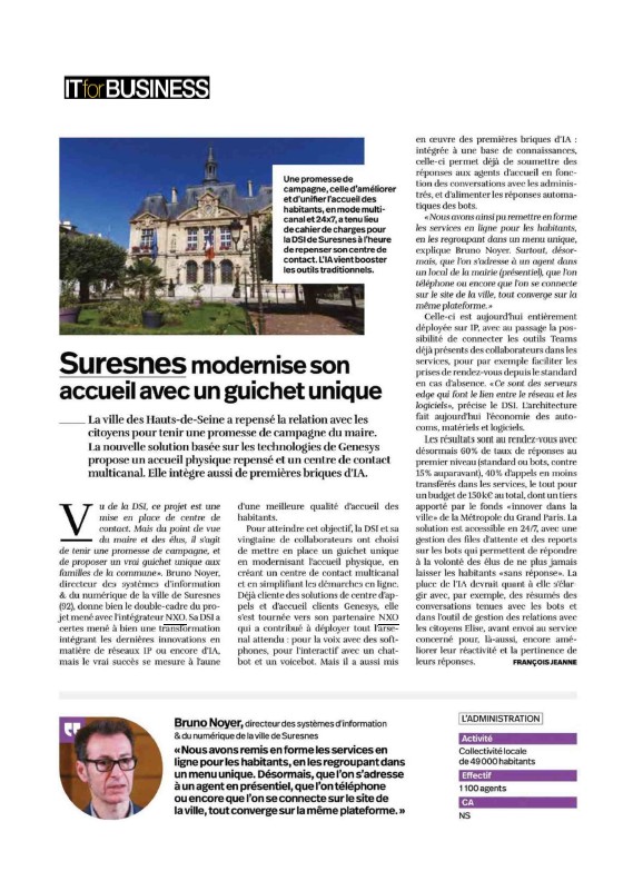 La Ville de Suresnes repense sa relation avec les citoyens et unifie ses canaux d’accueil autour d’une plateforme unique, soutenue par NXO et Genesys.